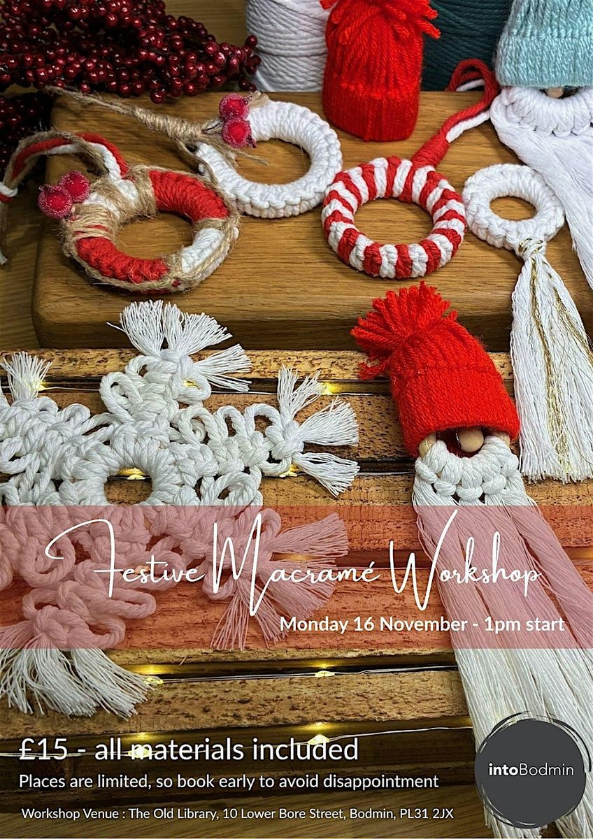 Macramé festive decorations workshop, Bodmin