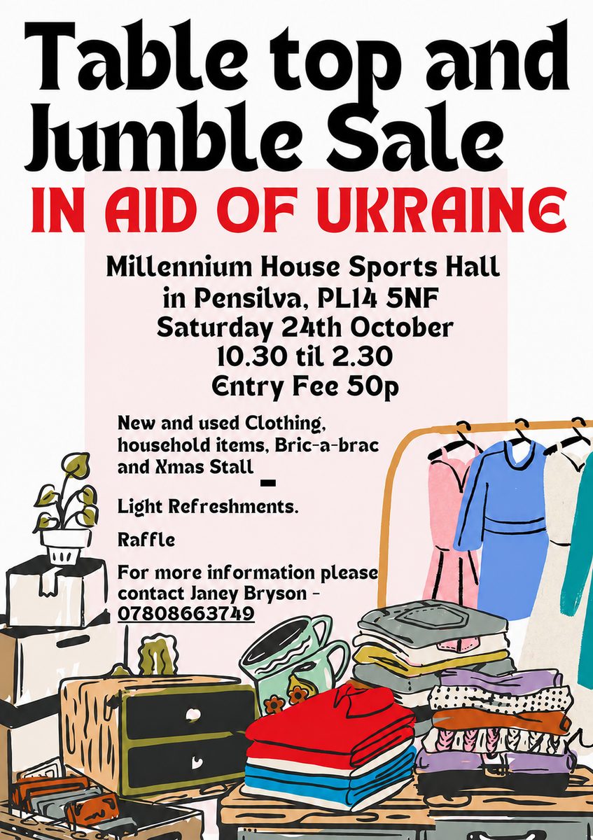 Tabletop and jumble sale for Ukraine